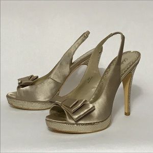 Lulu Townsend gold sequenced Heels Size 8